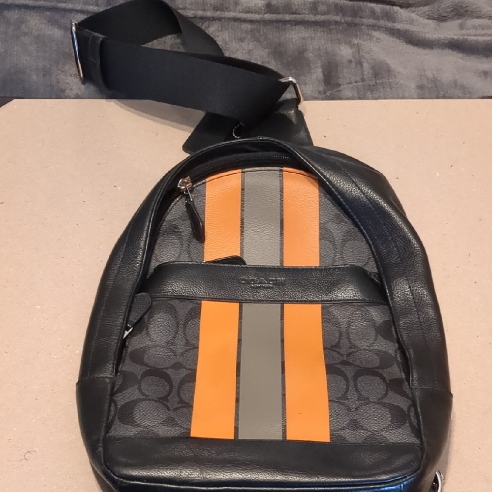 Coach Men's Black and Orange Belt Bag
